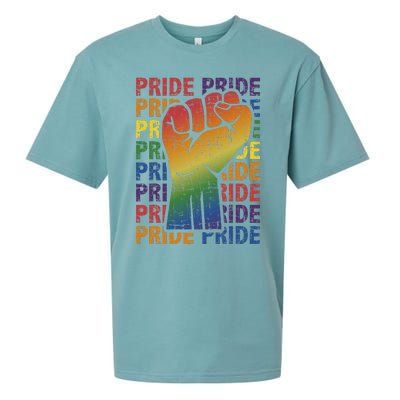 LGBT Pride Month Support With Rainbow Flag Fist Sueded Cloud Jersey T-Shirt