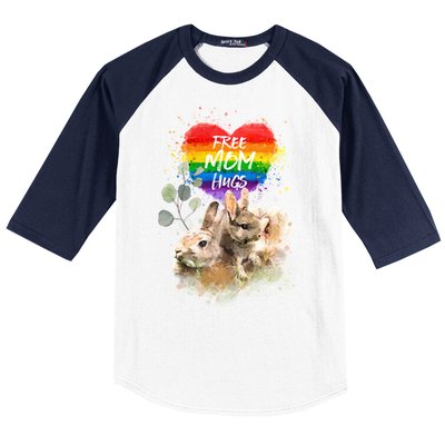 Lgbt Pride Mama Rabbit Bunny Free Mom Hugs Mothers Day Gift Baseball Sleeve Shirt