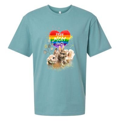 Lgbt Pride Mama Rabbit Bunny Free Mom Hugs Mothers Day Gift Sueded Cloud Jersey T-Shirt