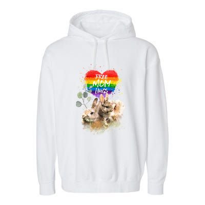 Lgbt Pride Mama Rabbit Bunny Free Mom Hugs Mothers Day Gift Garment-Dyed Fleece Hoodie