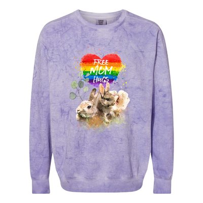 Lgbt Pride Mama Rabbit Bunny Free Mom Hugs Mothers Day Great Gift Colorblast Crewneck Sweatshirt