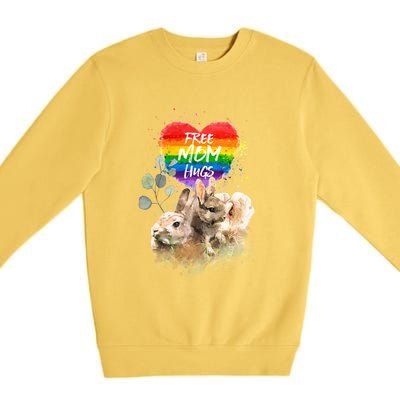 Lgbt Pride Mama Rabbit Bunny Free Mom Hugs Mothers Day Great Gift Premium Crewneck Sweatshirt