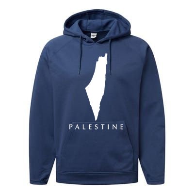 Love Palestine Map Meaningful Gift Performance Fleece Hoodie