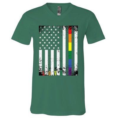 Lgbtq Pride Month Us American V-Neck T-Shirt