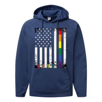 Lgbtq Pride Month Us American Performance Fleece Hoodie