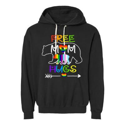 Lgbtq Pride Mama Bear Free Mom Hugs Pride Garment-Dyed Fleece Hoodie