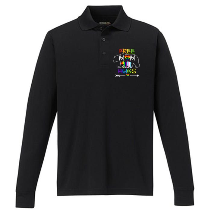 Lgbtq Pride Mama Bear Free Mom Hugs Pride Performance Long Sleeve Polo