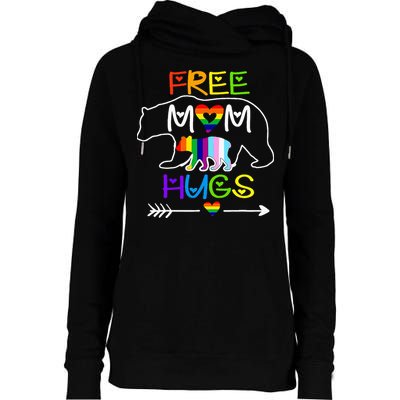Lgbtq Pride Mama Bear Free Mom Hugs Pride Womens Funnel Neck Pullover Hood