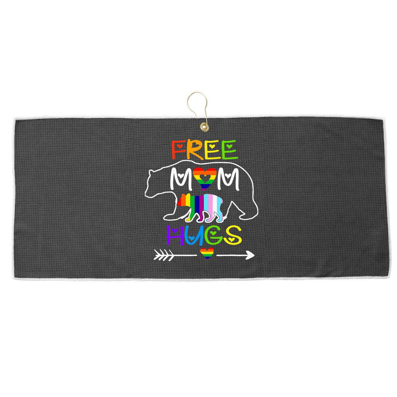 Lgbtq Pride Mama Bear Free Mom Hugs Pride Large Microfiber Waffle Golf Towel