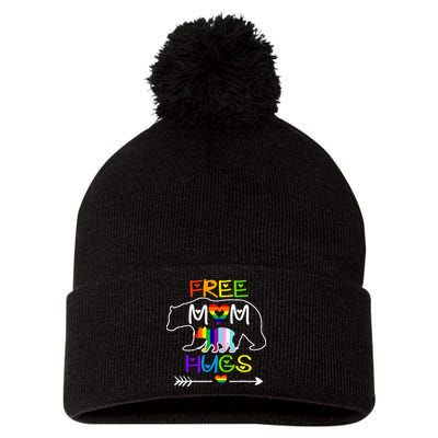 Lgbtq Pride Mama Bear Free Mom Hugs Pride Pom Pom 12in Knit Beanie