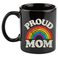 L.G.B.T.Q Proud Mom G.A.Y Pride Lgbt Ally Rainbow 11oz C Handle Ceramic Mug