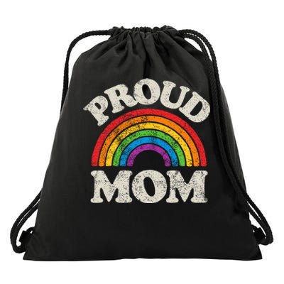 L.G.B.T.Q Proud Mom G.A.Y Pride Lgbt Ally Rainbow Drawstring Bag