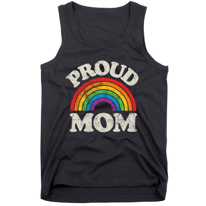 L.G.B.T.Q Proud Mom G.A.Y Pride Lgbt Ally Rainbow Tank Top