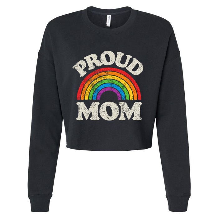 L.G.B.T.Q Proud Mom G.A.Y Pride Lgbt Ally Rainbow Cropped Pullover Crew