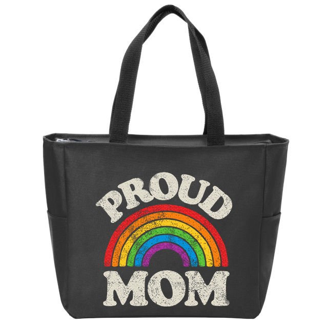 L.G.B.T.Q Proud Mom G.A.Y Pride Lgbt Ally Rainbow Zip Tote Bag