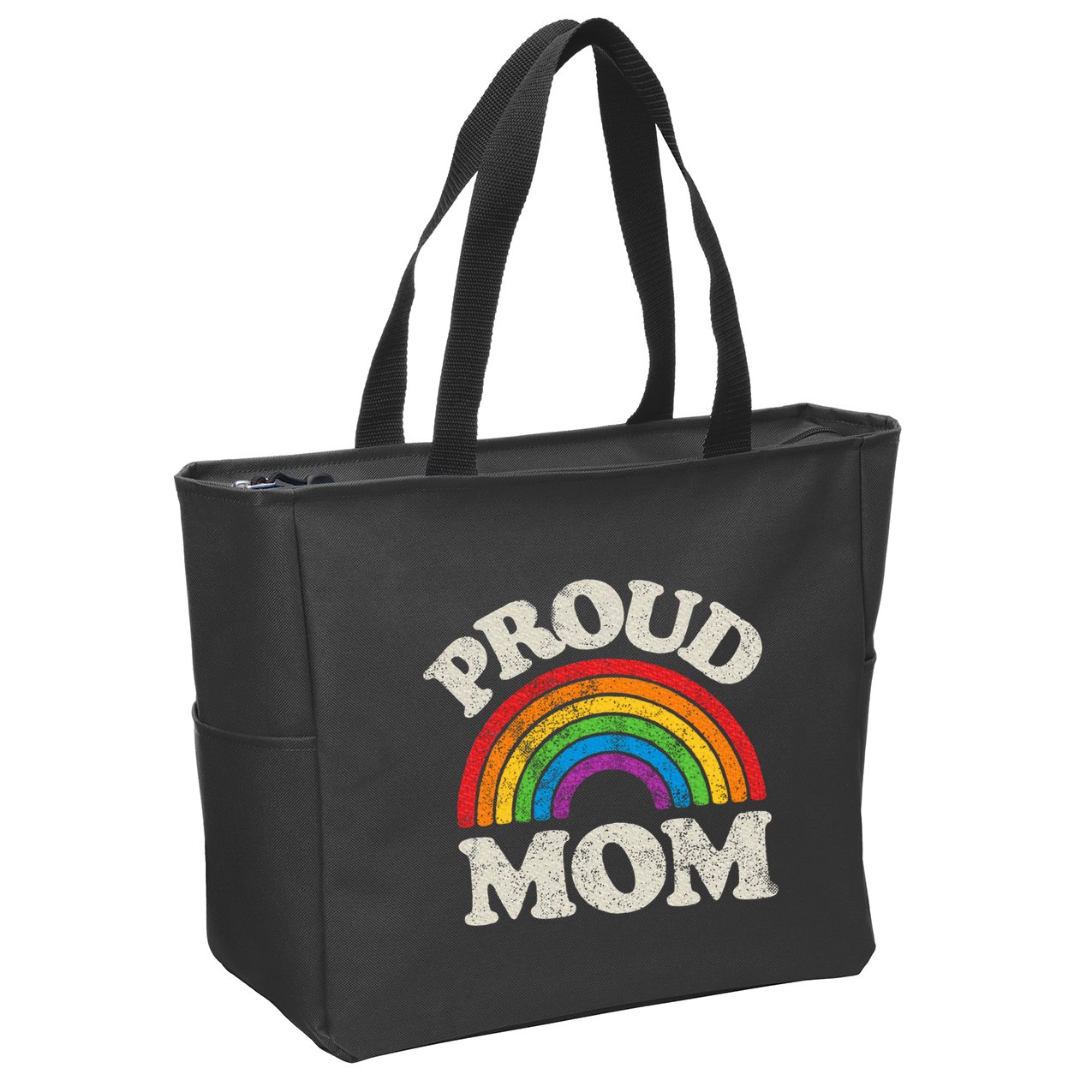 L.G.B.T.Q Proud Mom G.A.Y Pride Lgbt Ally Rainbow Zip Tote Bag