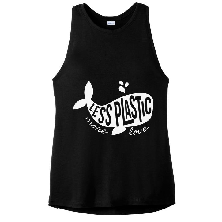 Less Plastic More Love Recycle Awareness Earth Day Ladies PosiCharge Tri-Blend Wicking Tank