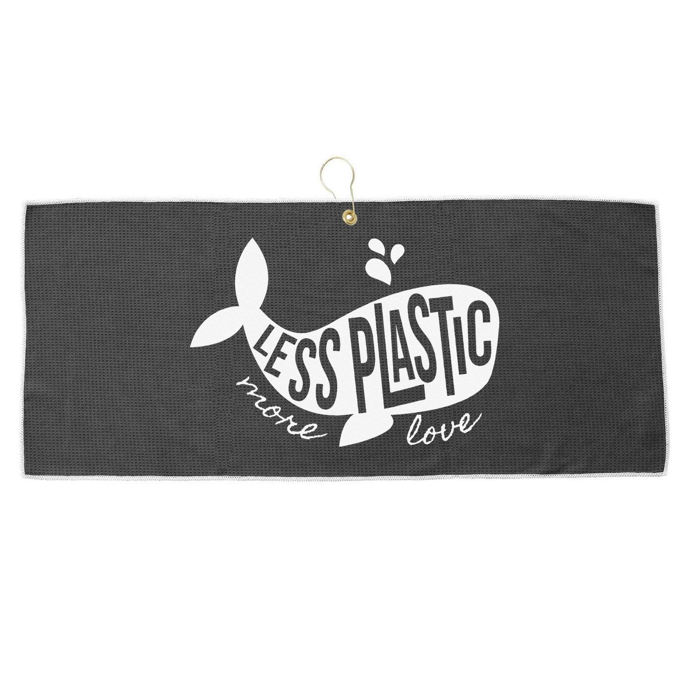 Less Plastic More Love Recycle Awareness Earth Day Large Microfiber Waffle Golf Towel