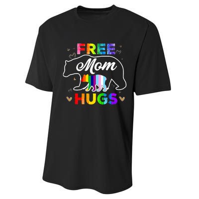 LGBTQ Pride Mama Bear Free Mom Hugs Performance Sprint T-Shirt