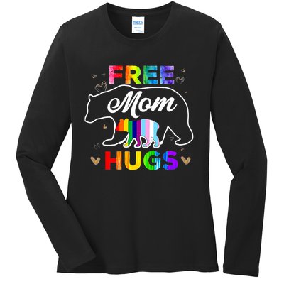 LGBTQ Pride Mama Bear Free Mom Hugs Ladies Long Sleeve Shirt