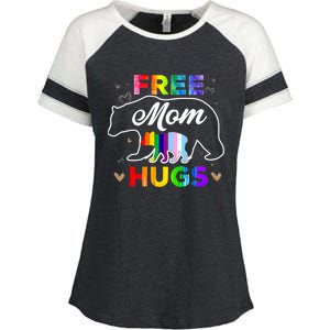 LGBTQ Pride Mama Bear Free Mom Hugs Enza Ladies Jersey Colorblock Tee