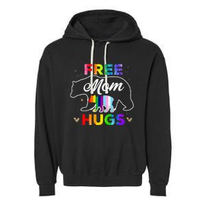 Lgbt Pride Mama Bear Free Mom Hugs Garment-Dyed Fleece Hoodie