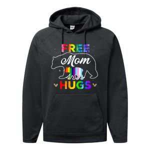 Lgbt Pride Mama Bear Free Mom Hugs Performance Fleece Hoodie