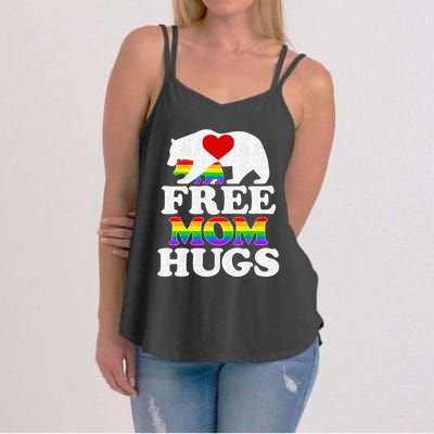 LGBTQ Pride Mama Bear Free Mom Hugs Mothers Day Women's Strappy Tank