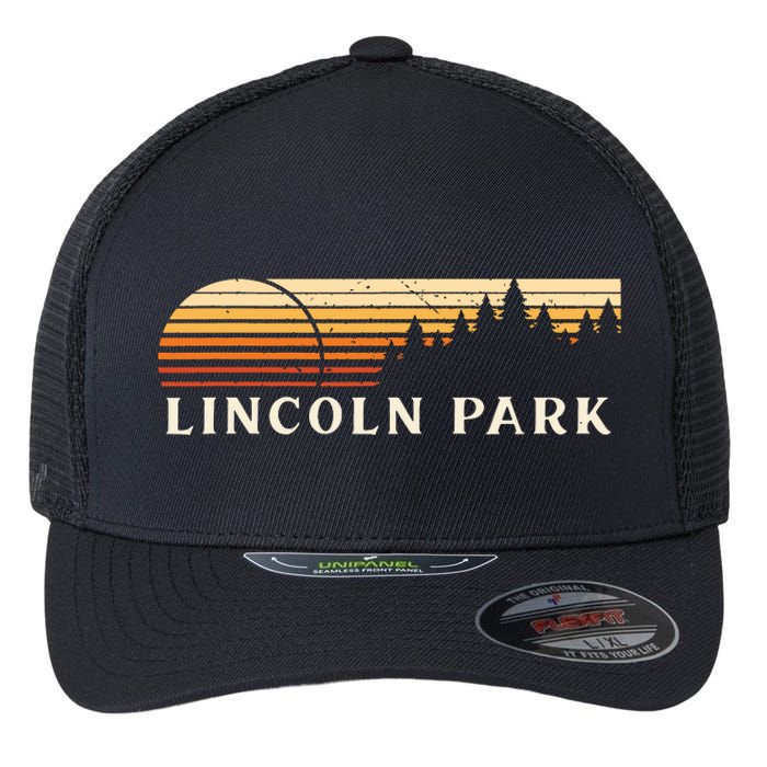 Lincoln Park Mi Vintage Evergreen Sunset Eighties Retro Flexfit Unipanel Trucker Cap