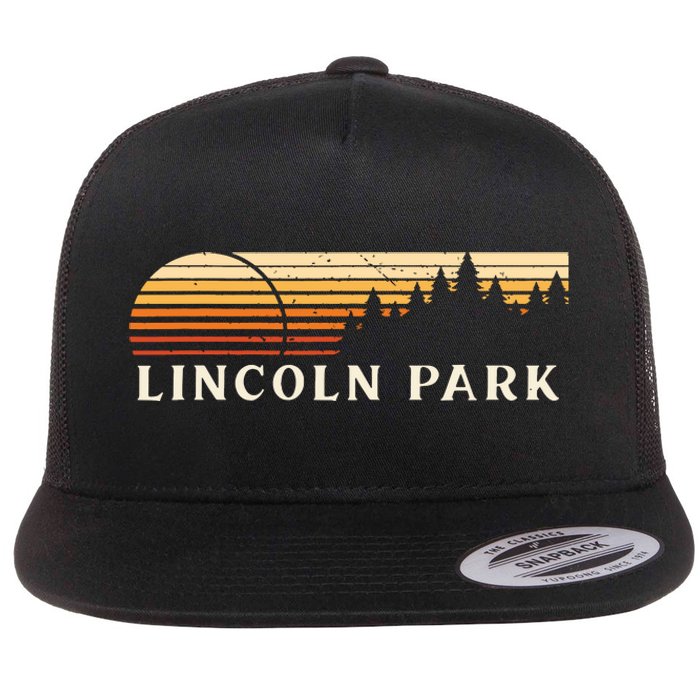 Lincoln Park Mi Vintage Evergreen Sunset Eighties Retro Flat Bill Trucker Hat