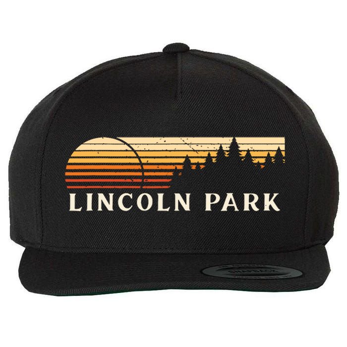 Lincoln Park Mi Vintage Evergreen Sunset Eighties Retro Wool Snapback Cap