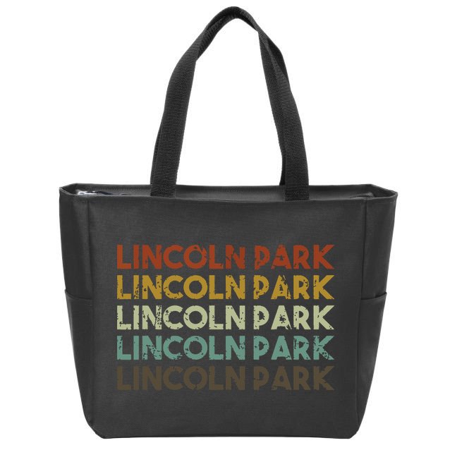 Lincoln Park Michigan Retro Vintage City Zip Tote Bag