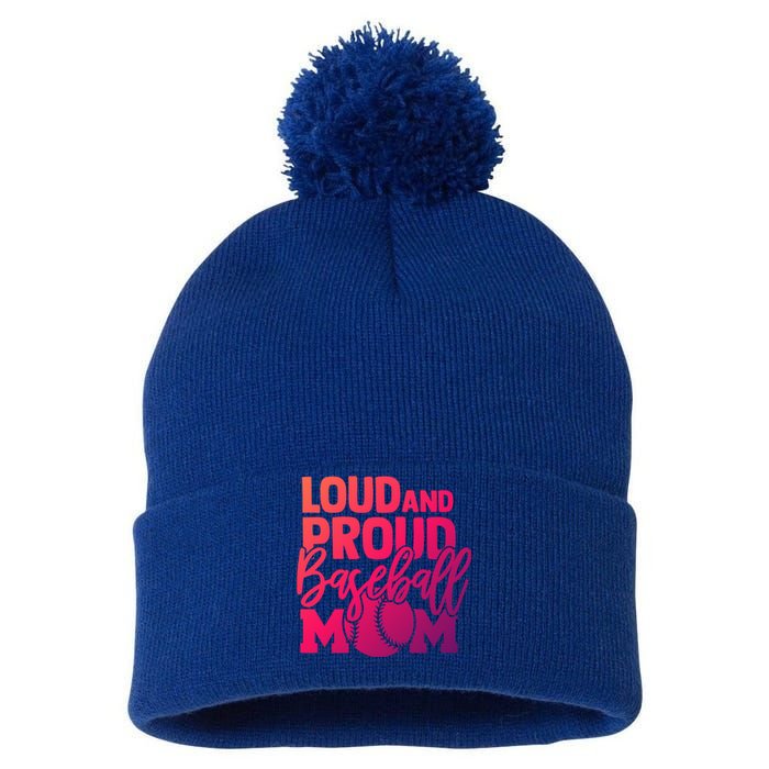 Loud Proud Mom Baseball Mother Cool Gift Pom Pom 12in Knit Beanie