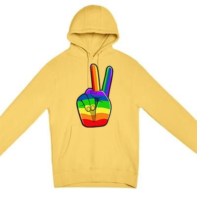 Lgbtq Pride Month Lgbt Gay Peace Hand Sign Minimalistic Premium Pullover Hoodie