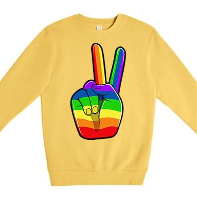 Lgbtq Pride Month Lgbt Gay Peace Hand Sign Minimalistic Premium Crewneck Sweatshirt