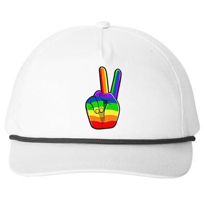 Lgbtq Pride Month Lgbt Gay Peace Hand Sign Minimalistic Snapback Five-Panel Rope Hat