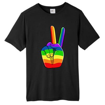 Lgbtq Pride Month Lgbt Gay Peace Hand Sign Minimalistic Tall Fusion ChromaSoft Performance T-Shirt