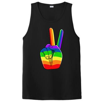 Lgbtq Pride Month Lgbt Gay Peace Hand Sign Minimalistic PosiCharge Competitor Tank