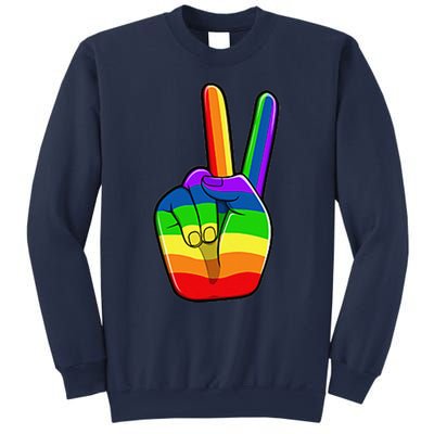 Lgbtq Pride Month Lgbt Gay Peace Hand Sign Minimalistic Sweatshirt