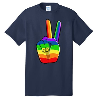 Lgbtq Pride Month Lgbt Gay Peace Hand Sign Minimalistic Tall T-Shirt