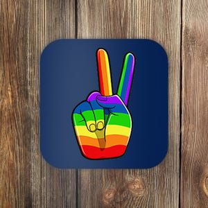 Lgbtq Pride Month Lgbt Gay Peace Hand Sign Minimalistic Coaster