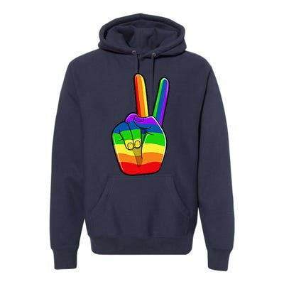 Lgbtq Pride Month Lgbt Gay Peace Hand Sign Minimalistic Premium Hoodie