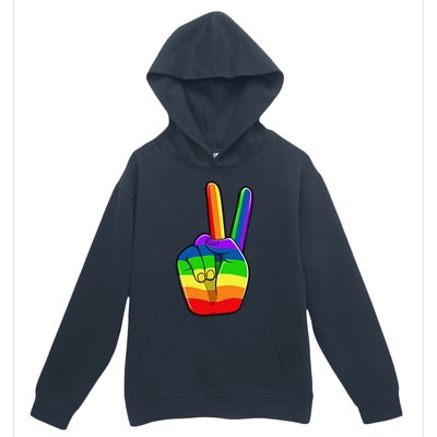 Lgbtq Pride Month Lgbt Gay Peace Hand Sign Minimalistic Urban Pullover Hoodie