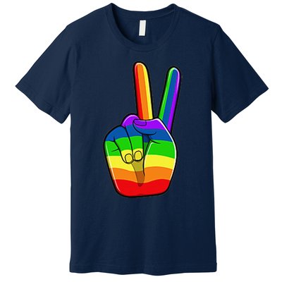 Lgbtq Pride Month Lgbt Gay Peace Hand Sign Minimalistic Premium T-Shirt