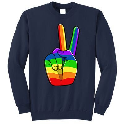 Lgbtq Pride Month Lgbt Gay Peace Hand Sign Minimalistic Tall Sweatshirt