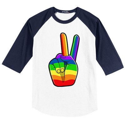 Lgbtq Pride Month Lgbt Gay Peace Hand Sign Minimalistic Baseball Sleeve Shirt