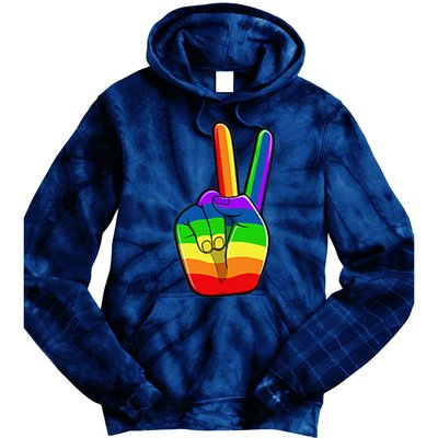 Lgbtq Pride Month Lgbt Gay Peace Hand Sign Minimalistic Tie Dye Hoodie