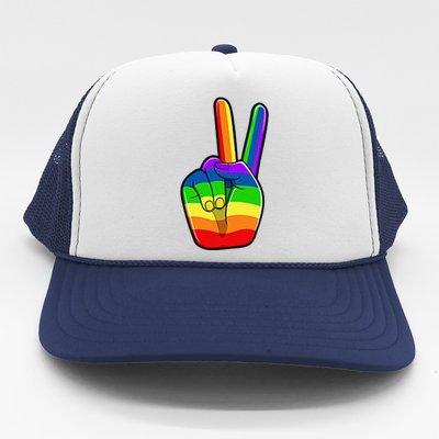 Lgbtq Pride Month Lgbt Gay Peace Hand Sign Minimalistic Trucker Hat