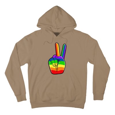 Lgbtq Pride Month Lgbt Gay Peace Hand Sign Minimalistic Hoodie