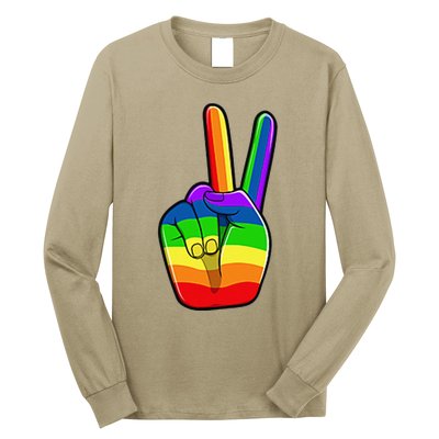 Lgbtq Pride Month Lgbt Gay Peace Hand Sign Minimalistic Long Sleeve Shirt